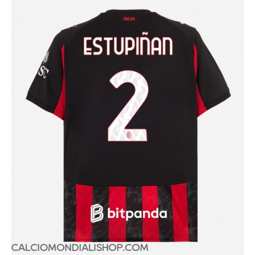 Maglie da calcio AC Milan Pervis Estupinan #2 Prima Maglia 2025-26 Manica Corta